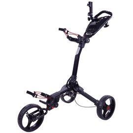 Fitvids Wheel Golf Push Cart - Lightweight Folding Golf Walking Push Cart Trolley Golf Bag Holder, Red