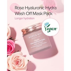 Mary&May Vegan Rose Hyaluronic Hydra Wash Off Mask 125g, Clean Pores, Sebum Control, Longer hydration, Hyaluronic, Rose Petals, Clay, Korean Facial, m