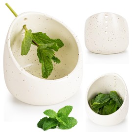 TFITWL Pottery Herb Stripper Bowl, Small Handmade Ceramic Herb Stripper, Ceramic Herb Grinder Pill Crusher Set, with Different Hole Sizes for Separating Leaves and Stems (1)