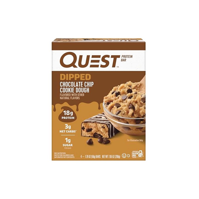 Quest Nutrition Dipped Chocolate Chip Cookie Dough Bars, 4 count
