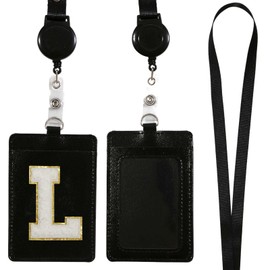 A-Z Lanyard with Card Holder, Retractable Badge Reels and Detachable Card Holder Straps, for Nurses, Teachers, Students and Office Use (Black L)