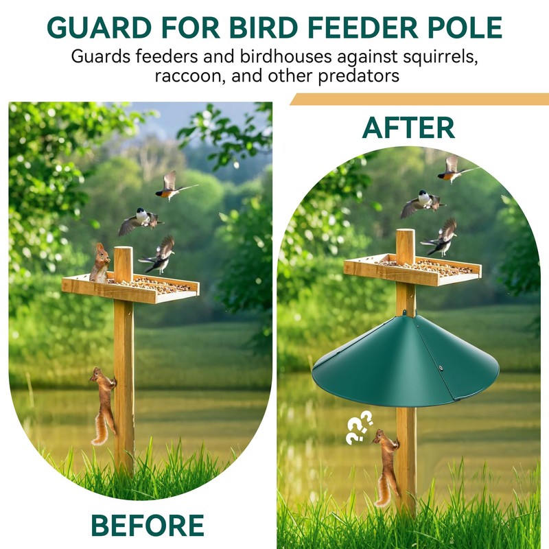 Qualirey 1 Pack 21.5 Inch Metal Squirrel Proof Baffle for