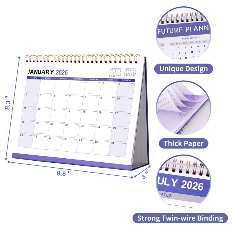 2026 Desk Calendar - Jan. 2026 - Dec. 2026, 12