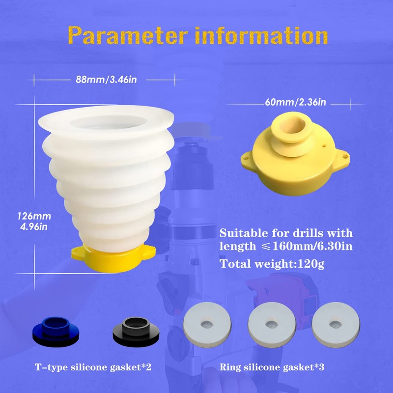 Drill Dust Cover, Dust Catcher for Drilling Dust, Scalable Rubber