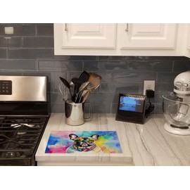 Caroline's Treasures DAC2509LCB French Bulldog Hippie Dawg Glass Cutting Board Large Decorative Tempered Glass Kitchen Cutting and Serving Board Large Size Chopping Board