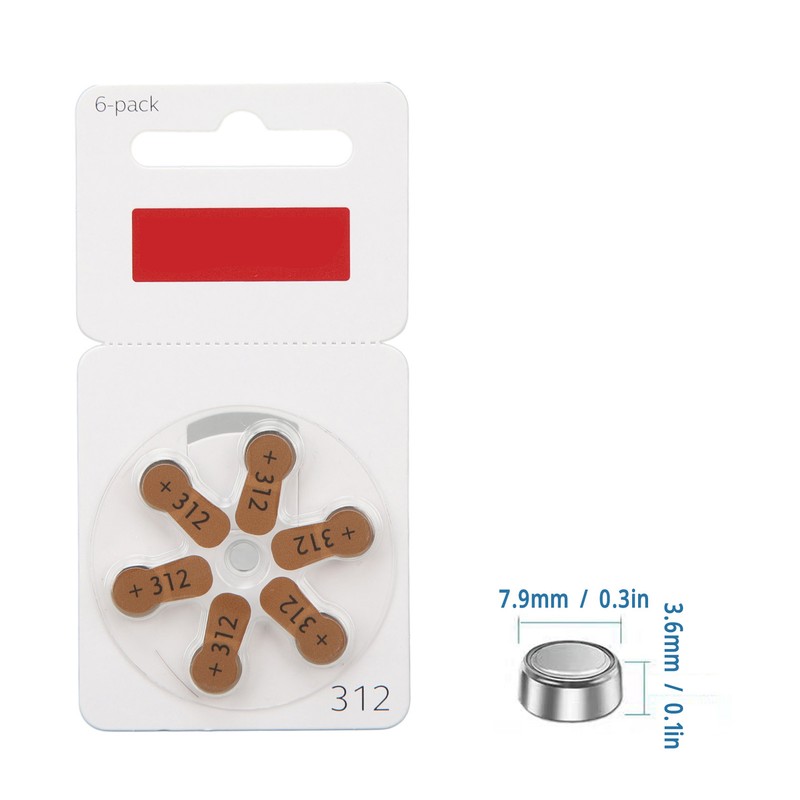60pcs 312 Sound Aid Button Battery Long Lasting BTE Sound
