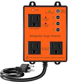 Refrigerator Surge Protector, 3 Outlet Voltage Surge Protector for Home Appliances with Time Delay, Protects Against Brownout, Spike, Instant Surge All Voltage Abnormalities