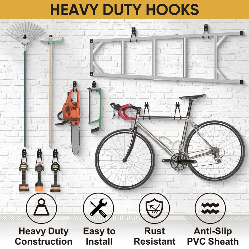 TICONN 12 Pack Heavy Duty Garage Hooks, Steel Utility Wall