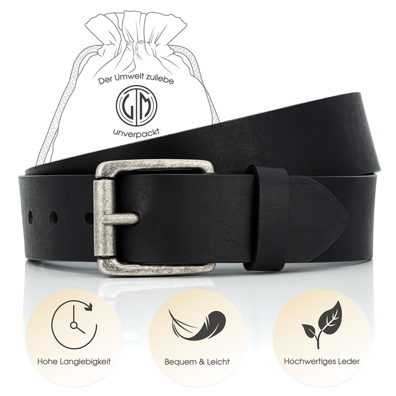 LINDENMANN Men's Leather Belt 40 mm Wide Belt Full Cowhide