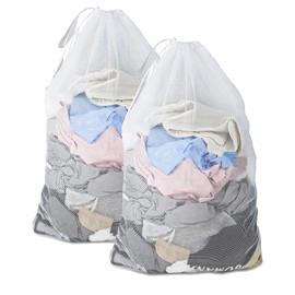 2Pcs Travel Laundry Bags for Washing Machine, 23.6×35.4inch Heavy Duty Mesh Laundry Bags, Drawstring Laundry Bag for Travel Dorm College Apartment (Large)