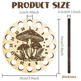 Arricraft Wood Embroidery Floss Holder, Mushroom Pattern 16 Positions Round Thread Winding Plate Board Decorative Needlework Thread Holder for DIY Sewing Storage