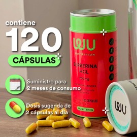 Suplemento Berberina Pura Wu Nutrition 120 Capsulas Sin sabor Para 2 Meses De Consumo Bienestar