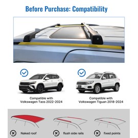 SNIXWOO Upgrade 260 LBS Lockable Roof Racks Cross Bars for VW Tiguan 2018-2024 (Not for Limited) and Taos 2022-2024, Heavy Duty All Aluminum Rooftop Accessories