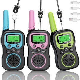Walkie Talkies for Kids 3 Pack,3 Miles Family Walky Talky Children Radio Long Range,22 Channels Kids walkie talkies with VOX Function,3-12 Years Old Boys Girls Xmas Birthday (005 Pink Blue Green)