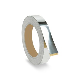 Mirror Chrome PVC 3/4 inch x 25 ft Edge Banding Peel Stick Tape Adhesive Metal Edging Veneer Aluminum Trim Flexible Strip Molding MDF Wood Cabinet Laminate Shelf Furniture Countertop Formica Plywood