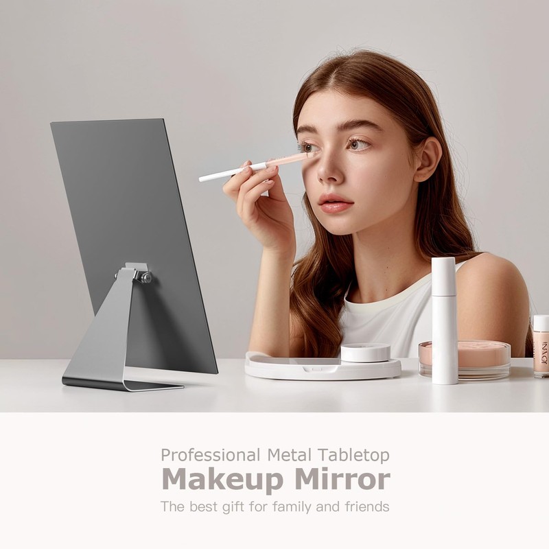 NEZZOE Rectangular Makeup Mirror, 12 Inch Metal Desk Mirror, Table