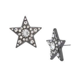 Betsey Johnson Womens Pavé Star Button Earrings