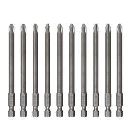 Phillips Cross Slot PH2#2 Long Screwdriver Bit,1/4 Inch Hex Shank 4 Inch/100 mm Length S2 Steel with Magnetic for Power Screwdriver Drill Impact Driver(10Pcs）