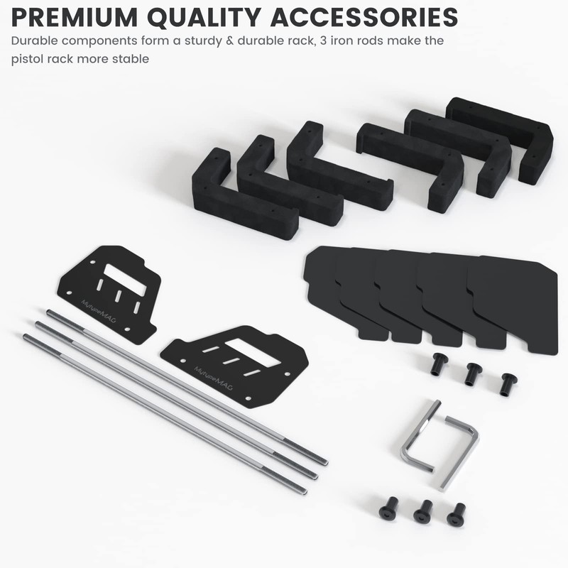 Gun Rack for 6 Handguns, Pistol Holder Organizer Accessories Gun