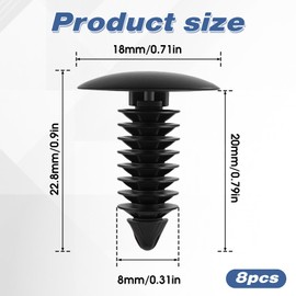 8pcs License Plate Plugs for Holes, Car Bumper Plug, Bumper Shield Fender Liner Push Pin Retainer Clips, Universal Automotive Clips Replacement Accessories for 8mm Rivets Car Plate Hole （Black）