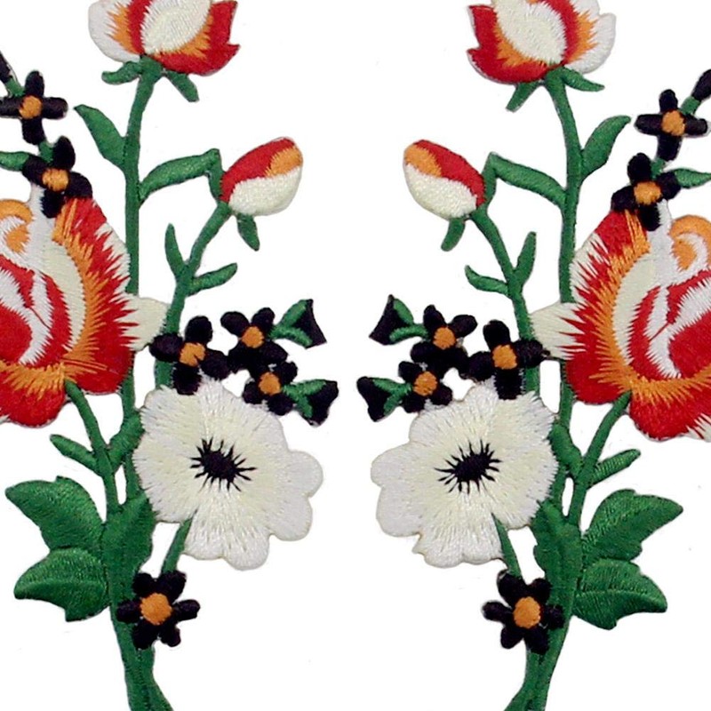 Flowers Bouquet Embroidered Badge Iron-on or Sew on Patch, Pack