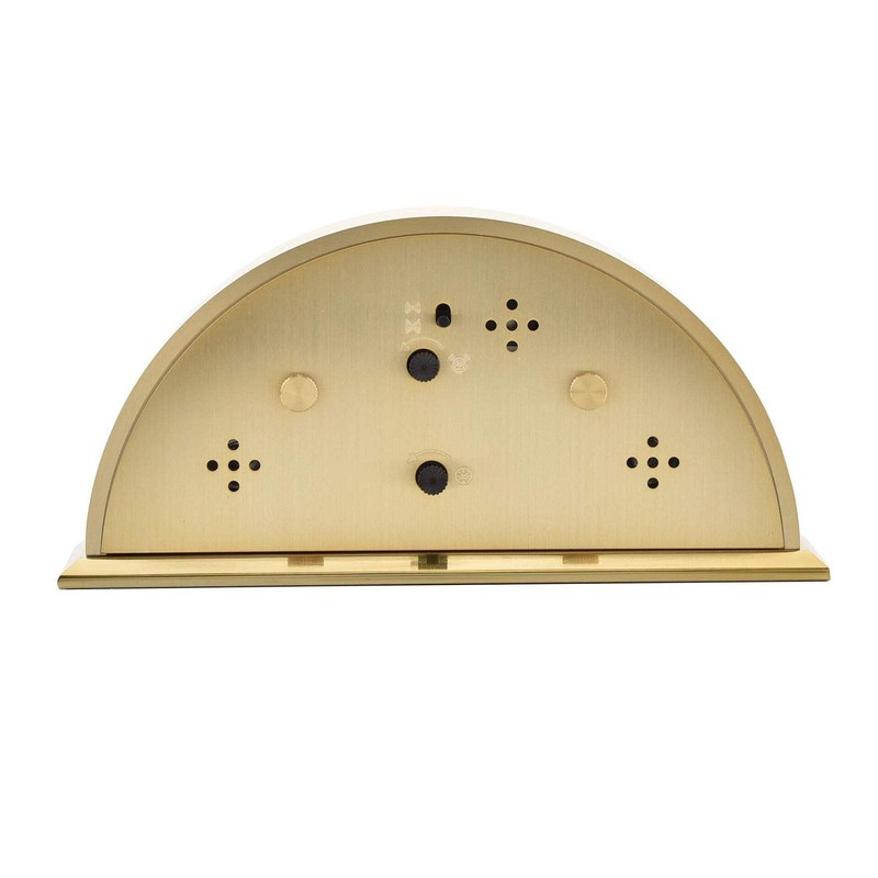 WILLIAM WIDDOP Gold Aluminium Crescent Mantel Clock