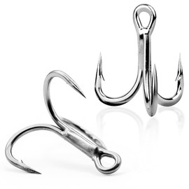 9KM DWLIFE Fishing Treble Hooks 4X High Carbon Steel Triple Hooks Fishing Treble Hooks for Salmon Trout Bluefish Catfish Hooks 10 Pcs Size 12#