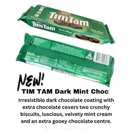 New! Tim Tam Dark Mint Choc Cookie Biscuits (4 Pack Deal x 165g Ea) Aussie Made & Loved