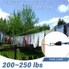 40FT Outdoor Clothesline Wire Rope System, Adjustable Steel Laundry Line