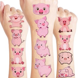 Cute Pig Temporary Tattoos Stickers Themed Barnyard Birthday Party Decorations Supplies Favors Decor 85 PCS Funny Pink Little Piggy Farm Animals Tattoo Gifts For Kids Boys Girls School Prizes Carnival