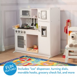 Melissa & Doug Wooden Chef’s Pretend Play Toy Kitchen With “Ice” Cube Dispenser – Cloud White - Kids Kitchen Play Set, Play Kitchen For Toddlers And Kids Ages 3+
