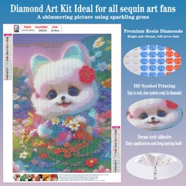 FORLAND Dog Diamond Painting Kits for Adults Beginners - 5D DIY Cute Puppy Full Drill Diamond Kits Painting Crafts for Home Wall Decor, Diamond Art Kits,12x16inch (Dog 2)