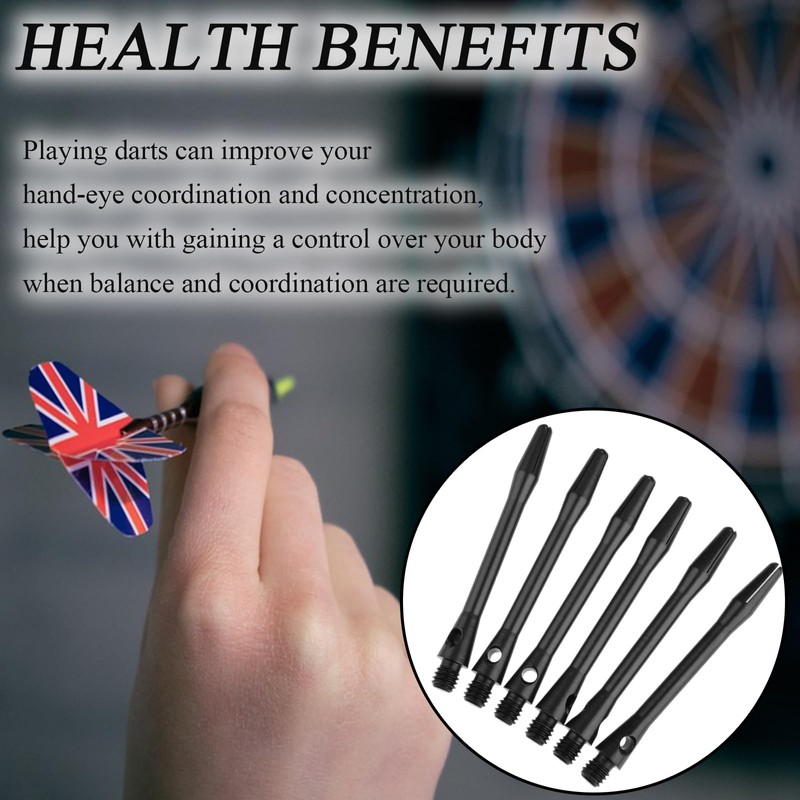 Yetaha Aluminum Dart Shafts, 2 Sets(6) Black Dart Stems, Medium