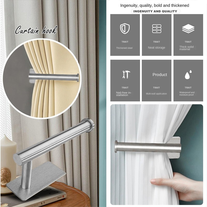 Curtain Hooks Holder Holdbacks Tiebacks Ties for Drapes Wall, 2