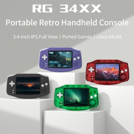 RG34XX Handheld Game Console 3.4-Inches 720*480 IPS Screen Built-in 32G+128G TF Card Video Gaming Consoles 3500mAh Lithium Battery Supports Multiple Simulators Casual RG34XX Game Console(Red)
