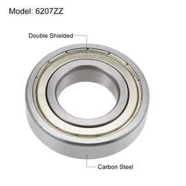 sourcing map 6207ZZ Deep Groove Ball Bearings Z2 35mm X 72mm X 17mm Double Shielded Carbon Steel