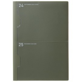 Laconic LAMS83-160OL 2025 A5 Monthly Notebook, 2 Pockets, Olive (Begins September 2024)