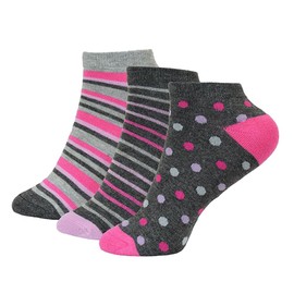 Pack of 6, 12 Pairs Ladies Trainer Ankle Socks - Antibacterial and Breathable Bamboo Socks Womens in Assorted Striped Design UK Size 4-8 Low Cut Women Socks (Assorted 6 Pairs)