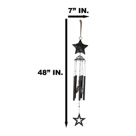 Ebros Gift Rustic Western Star with Barbed Wire Cords and Cowboy Pistol Revolver Guns Metal Wind Chime Patio Garden Decor Farmhouse Country Cabin Lodge Accent
