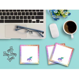 Butler in the Home Sticky Notes 12 Pack 3"x3" 50 Sheet Count Per Pad, Glitter Border Rainbow Unicorn, Cute Funny Memo Note Pads Stationery Journal Planner Paper