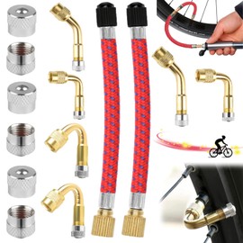 Liekadijiae 14 Piece Copper Valve Adapter Set, Car Valve Adapter, 45 90 135 Degree Tyre Valve Adapter, Tyre Valve Extension, Copper Valve Adapter, Valve Extension Car Valve for Bicycles