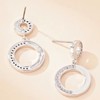 Drop Cubic Zirconia Earrings, Hyopallergenic Sterling Silver Post, Double Circle