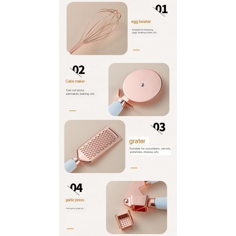 White & Gold Kitchen Tools and Gadgets - Luxe 7PC