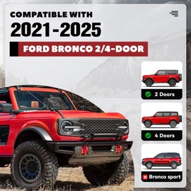 KUAFU Front & Rear Mud Flaps Splash Guards Compatible with 2021-2025 Ford Bronco Replacement for M2DZ-16A550-AA M2DZ-16A550-BB Black Plastic (Not Fits Sport Model)