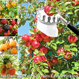 Fruit Picker with Telescopic Handle, Jusduit 3.2 m Apple Picker Fruit Picker with Fabric Bag, Fruit Grabber Easy to Assemble, Cherry Picker, Fruit Collector for Harvest Harvesting Apple Orange Peach