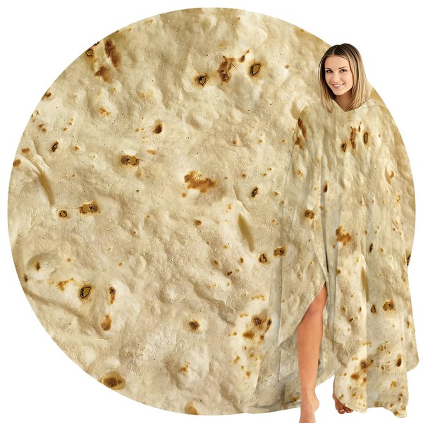 Novelty Burrito Tortilla Throw Blanket - Round Food Blanket for