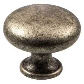Gedotec Duke Designer Furniture Knob Antique Silver Matt Cupboard Knob Vintage for Drawers Elegant Round Door Knob Kitchen with Diameter 31 mm 1 Piece Furniture Knob Antique Classic with Screws