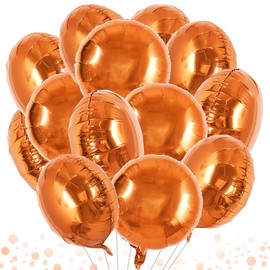 DecoGlee 30 Pieces 18 Inch Orange Round Foil Mylar Balloons for Birthday Wedding Baby Shower Anniversary Engagement Party Decorations