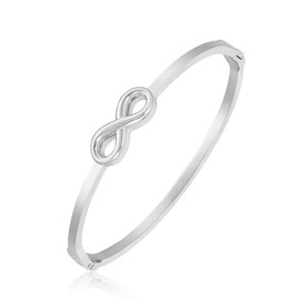 MILAKOO Infinity Love Knot Bangle for Women Mobius Minimalist Friendship Forever Gifts Twisted Knot Cuff, Silver