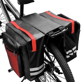 HEARTST Bicycle Rear Bag, 7.9 gal (30 L), Large Capacity, Integrated Left and Right Side, Waterproof, Bicycle Side Back, Pannier Bag, Rear Bag, Multi-functional, Outdoor Touring Bag, Includes Reflective Tape, Easy Installation, Climbing, Travel, Camping,